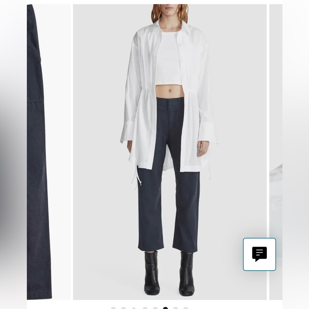 Rag & Bone Navy Cotton Work Pants Leyton Crop - Picture 2 of 4
